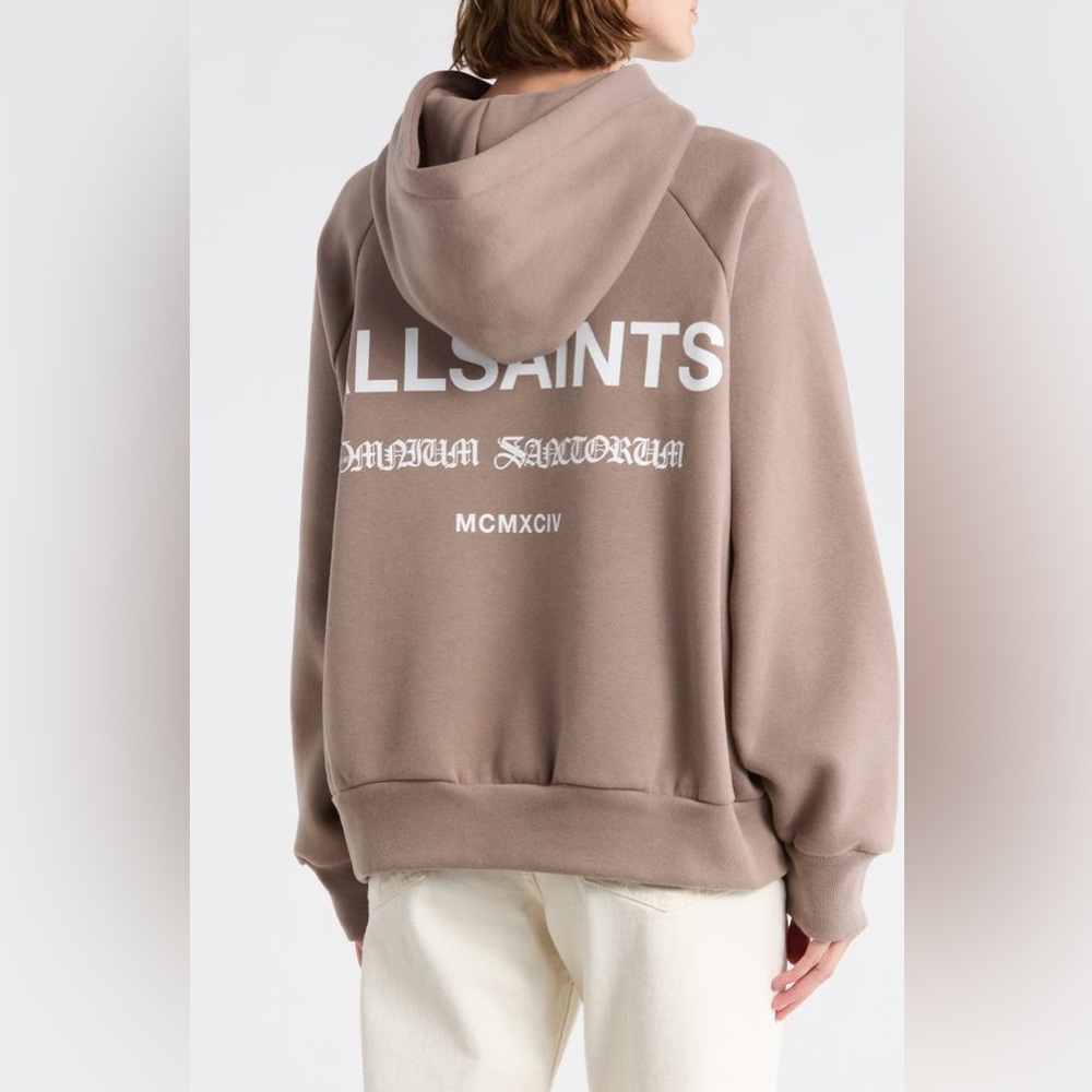 All Saints Talon Omnium Hoodie in Pine Bark Brown